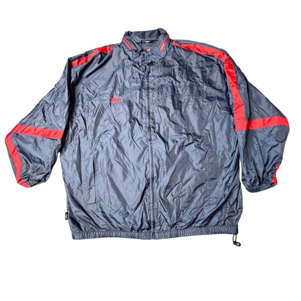 Tommy Jeans Mens 3XL Windbreaker Jacket Navy Blue Red Stripe Vintage Full Zip‎